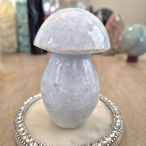 Natural Blue Celestite Crystal Carved Mushroom Tower #1